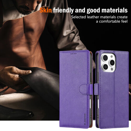 For iPhone 16 15 14 13 12 Pro Max Magnetic Leather Wallet Card Flip Case Cover - Picture 50 of 64