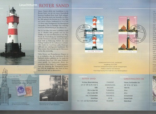 Germany 2004 Special Folder Lighthouses Red Sand and Greifswalder OIE - Picture 3 of 7