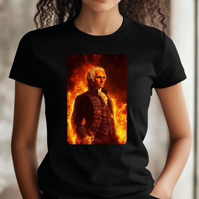 Frauen T-Shirt George Washington in Flammen Motiv Baumwolle Größe S bis 3XL
