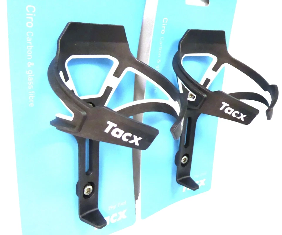 Par de jaulas para botellas de agua de carbono Tacx Ciro blanco mate  Foto 2 de 2