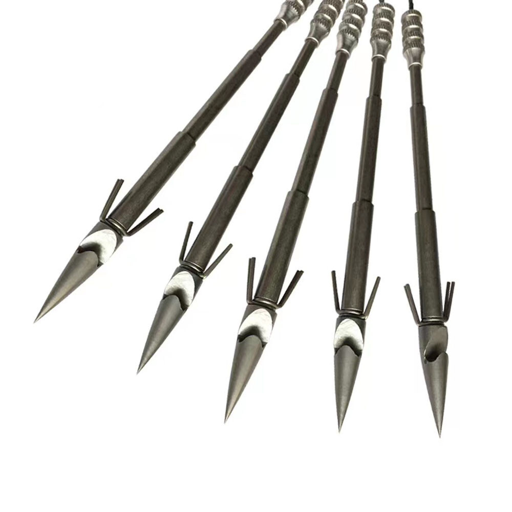 6/12pcs Archery Fishing Arrow Tips Fishing Broadheads Fishing Darts With Waist Bag