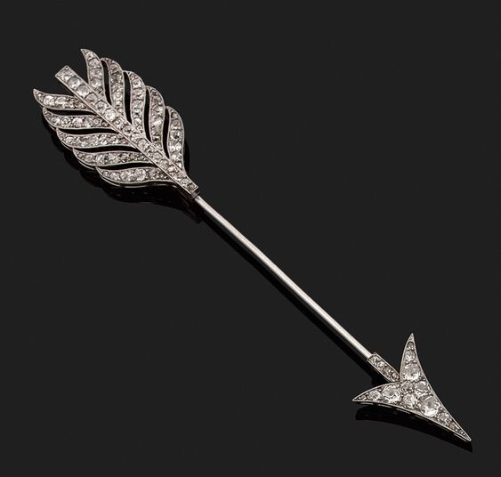 Broche Jabot Flèche Avec Plume - Argent Sterling 925 - Pour Homme - Fait Main En Inde - Neuf