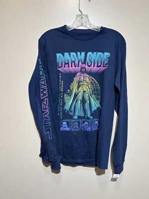 Starwars Dark Side Blue Colorful Long Sleeve Tshirt Size Small NWT