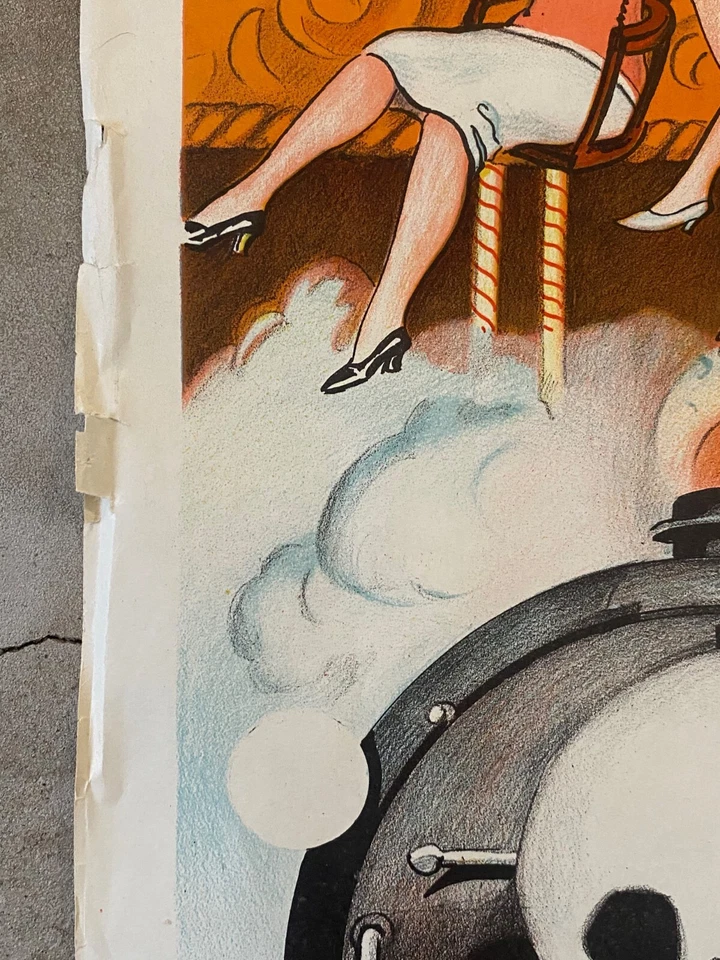 Antique/VTG 30's Carnival Fun Fair Poster, Motorcycle Death Riders, Ghost Train - Image 4 of 4