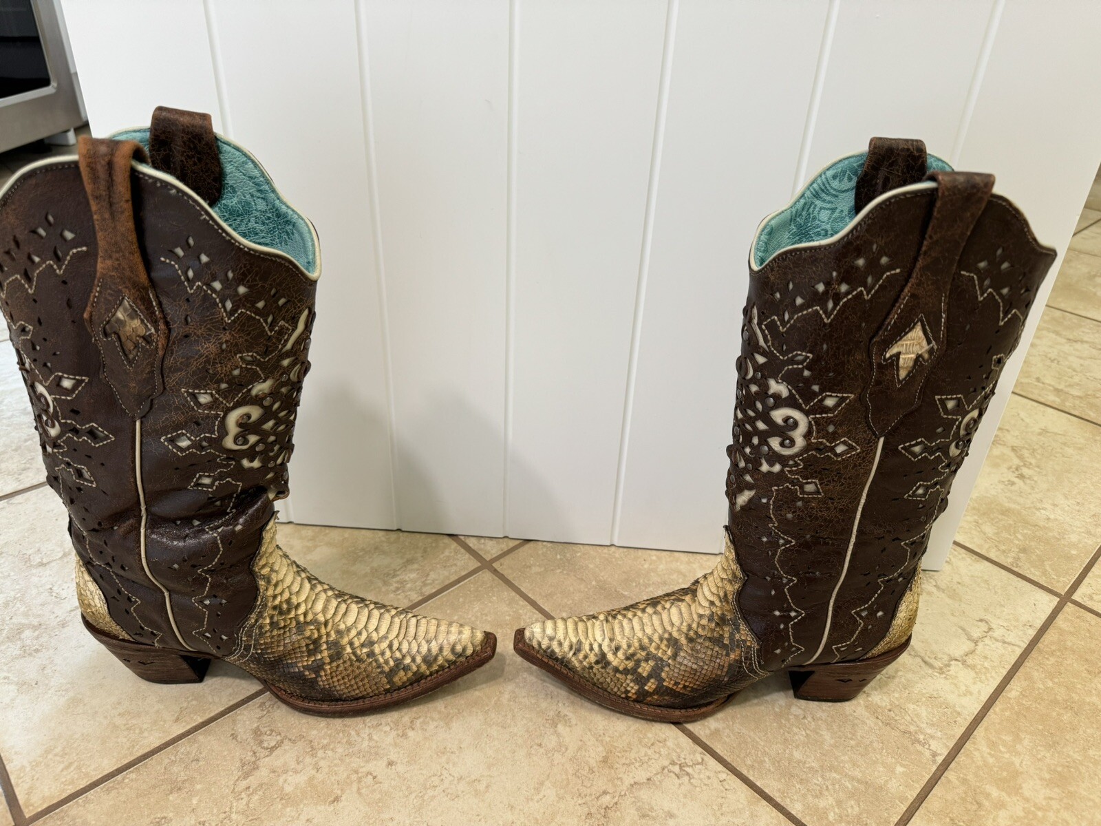 Corral Boots Genuine Python Snake Leather Western… - image 9