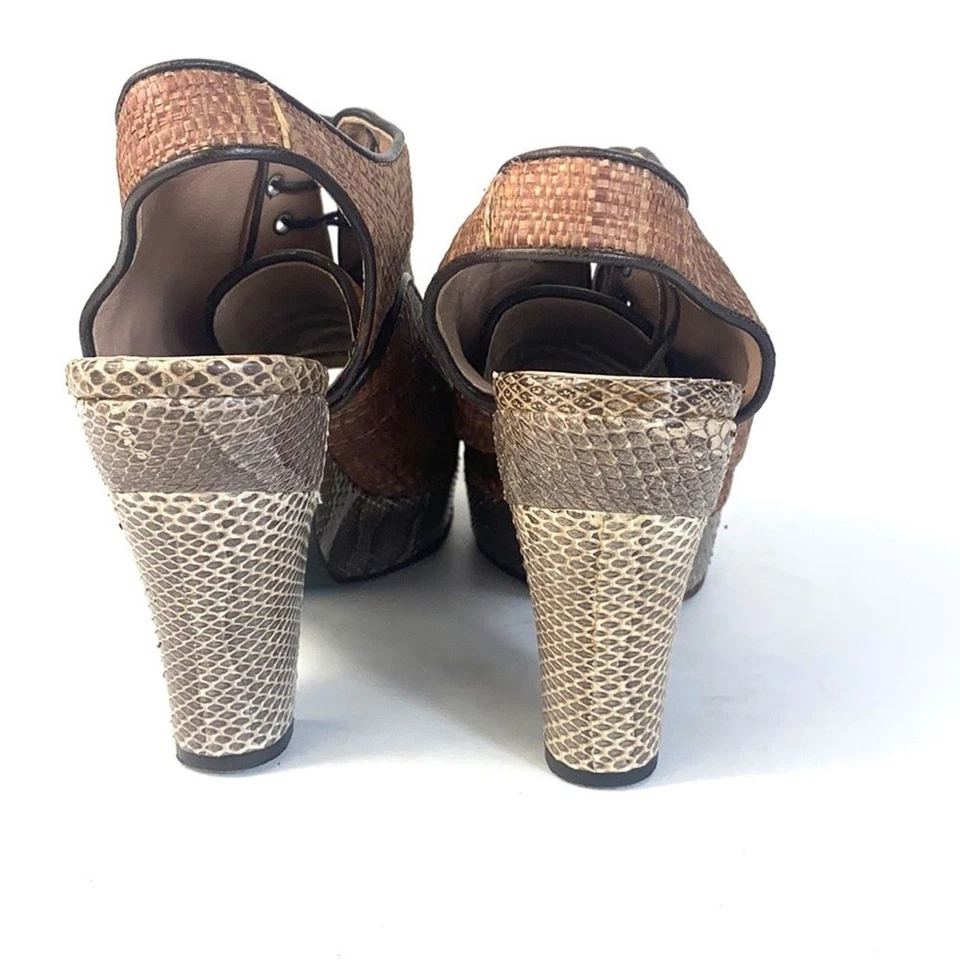 Sandalias de piel de serpiente de paja tejida de cuero Rochas talla 36,5 Foto 4 de 4