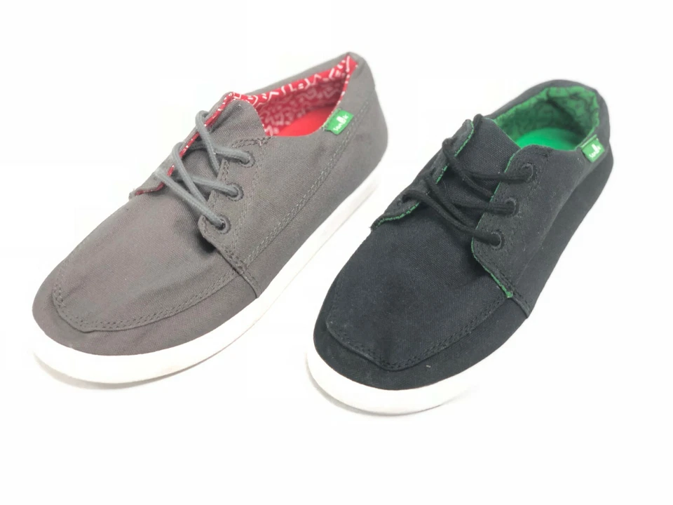 Sapatos Sanuk meninos Lil Cassius com cadarço SBF10686Y infantil preto carvão - Imagem 2 de 4