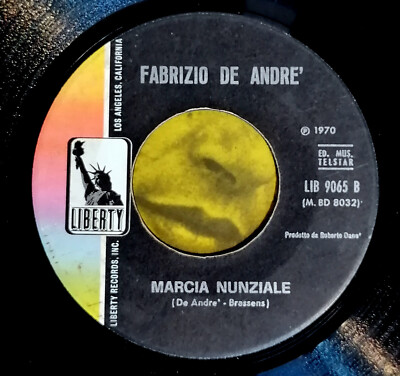 IL PESCATORE FABRIZIO DE ANDRE'  7''  MARCIA NUNZIALE ANNO 1970 ERRORE DI STAMPA