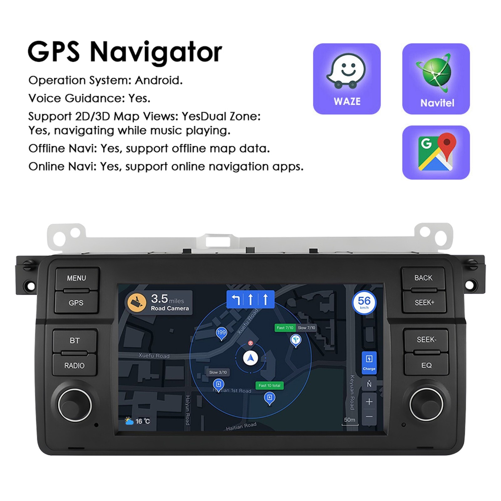 Android 13 Carplay Wifi FM Car Stereo Radio For BMW E46 318i 325i 330i 1998-2005