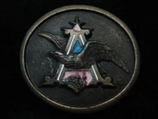 RA07116 VINTAGE 1970s **ANHEUSER-BUSCH** BEER BREWING COMPANY BELT BUCKLE