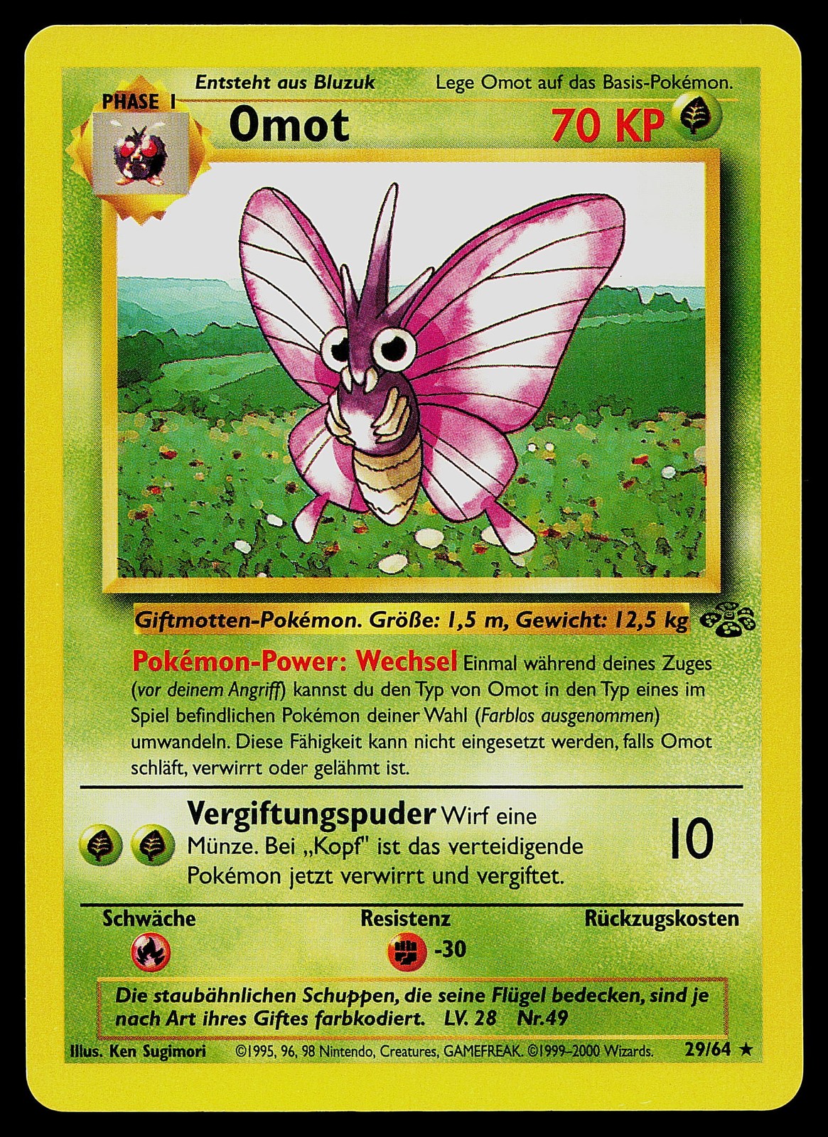 Pokemon Card - Venomoth Jungle 29/64 Rare German