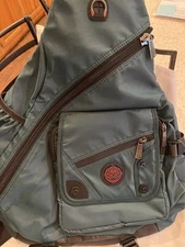 Large Sling Bag Laptop Backpack Cross Body Messenger Shoulder Travel Green/Black