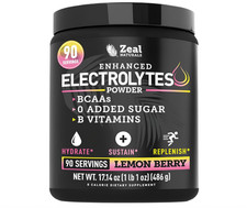 Zeal Electrolyte Powder, Lemon Berry, Zero Su...