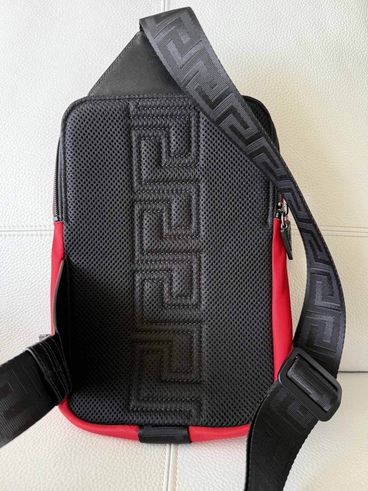 Versace Red Greca Single Strap Backpack Sling Bag… - image 2
