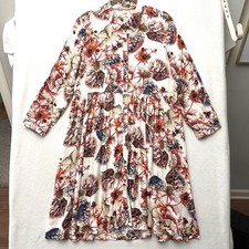 Uncle Frank Anthropologie Floral Short Midi Dress S Small Button Front Rayon