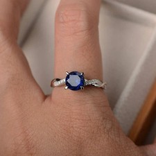 1.30Ct Round Cut Lab Created Sapphire Women's Wedding Ring 14K White Gold Plated