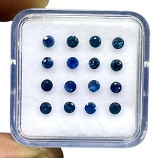 16 Pcs Natural Sri Lanka Blue Sapphire 2.6mm Round Diamond Cut Loose Gemstones