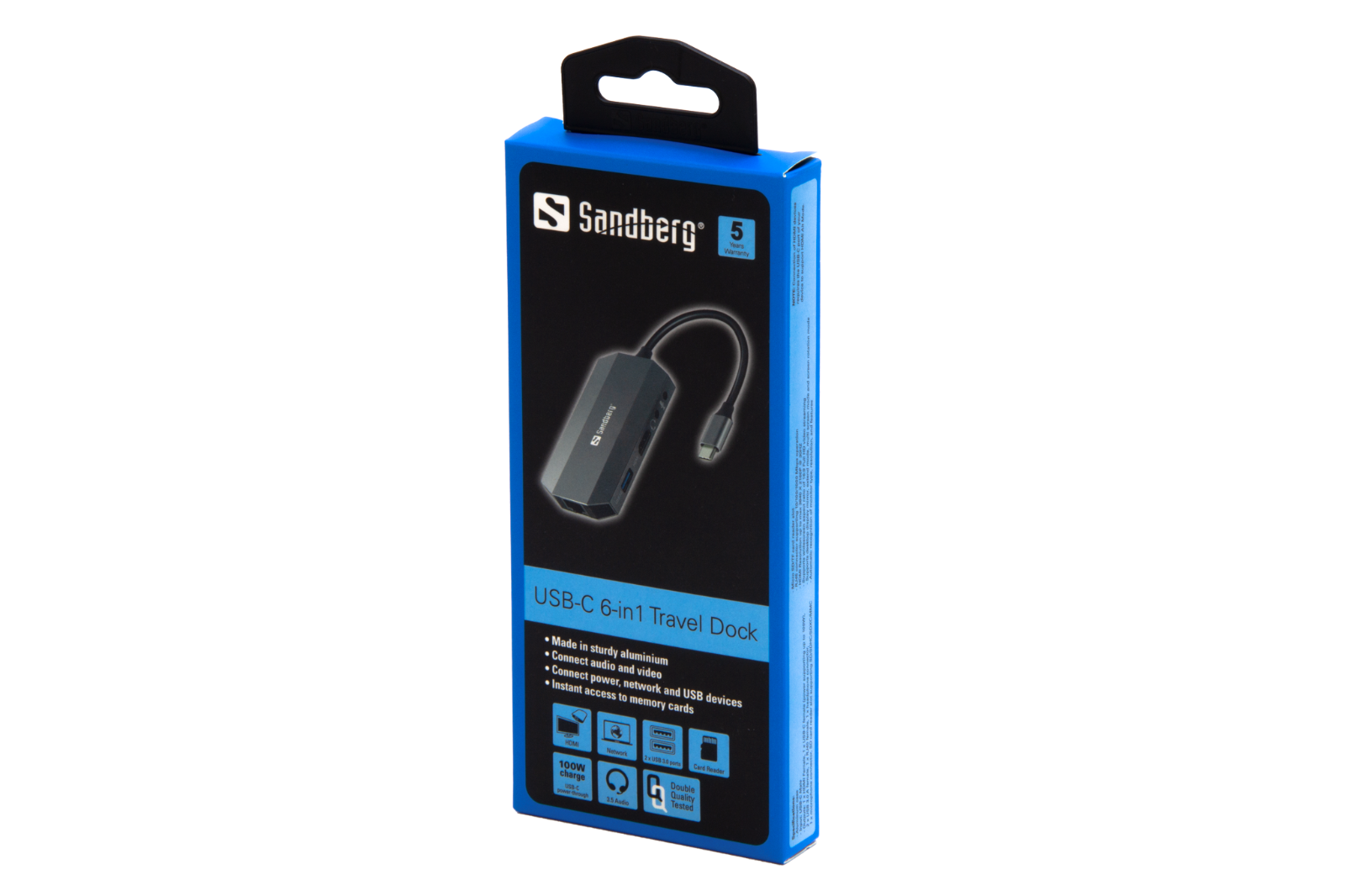 Sandberg USB-C 6-in-1 Travel Dock (4K HDMI USB-A SD Audio) Aluminium case 136-33