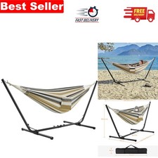 450 lb Double Hammock with Adjustable Metal Stand & Carrying Bag - Desert Stripe