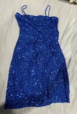 EMERALD SUNDAE Womens Navy Lined Spaghetti Strap Short Dress Size L