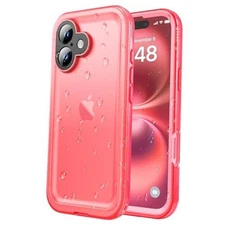  Waterproof Case - Shockproof Dustproof Built-in Screen for iPhone 16 Plus Pink