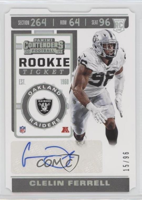2019 Panini Contenders Ticket Stub 15/96 Clelin Ferrell #243 Rookie Auto RC 10up