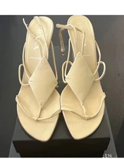 Prada Vero Cuoio Leather High Heel Sandel White And Orange SIZE39 Women Vintage