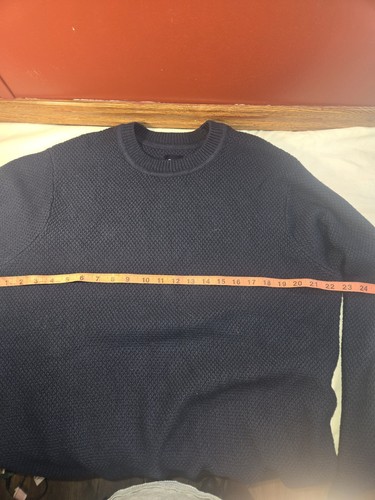GAP Mens M Seed Stitch Crew Neck Ribbed Cuffs Sweater Blue Black IRIS - Picture 7 of 9