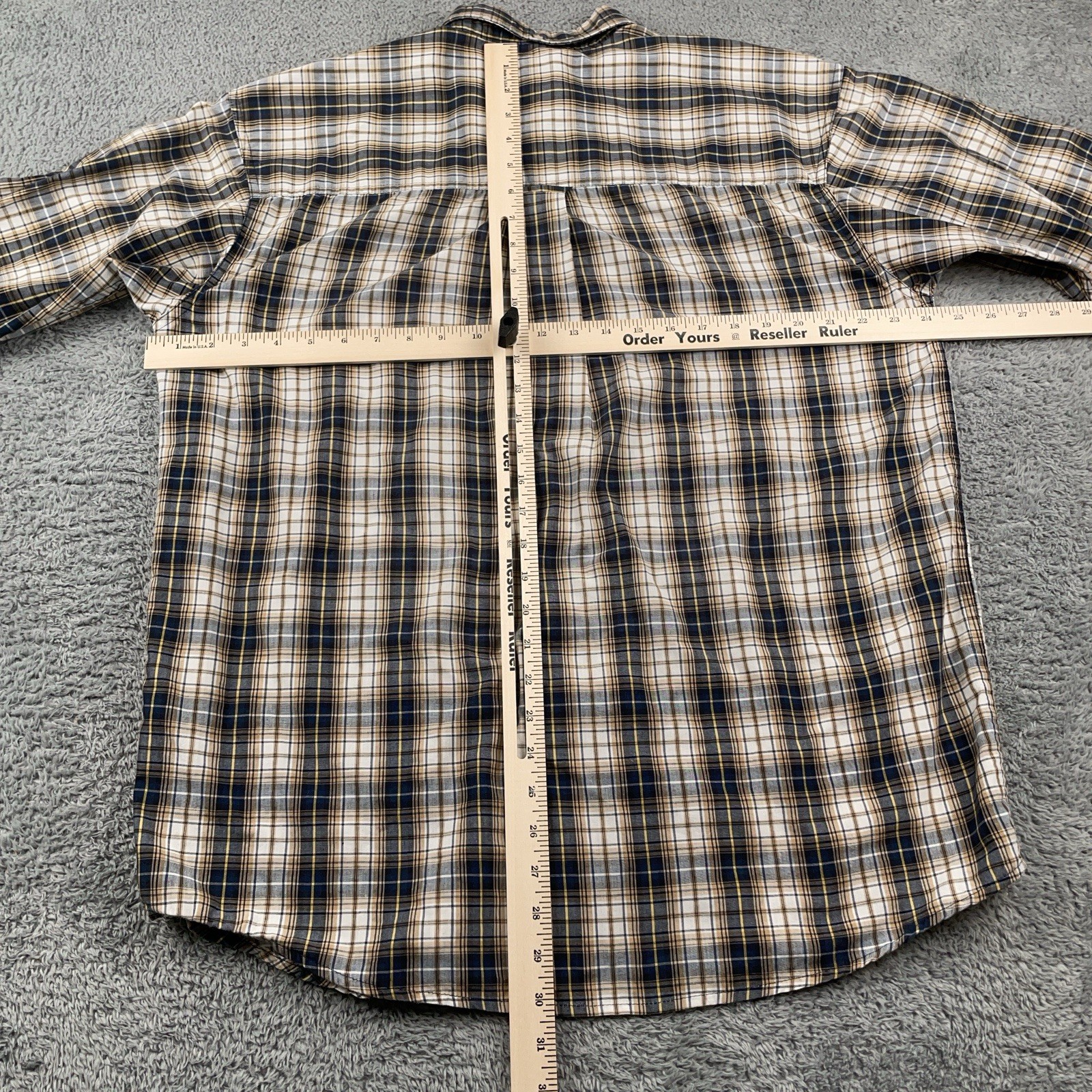 Wrangler Shirt Mens Large Blue Brown Riata Workwear Western Button Up Casual