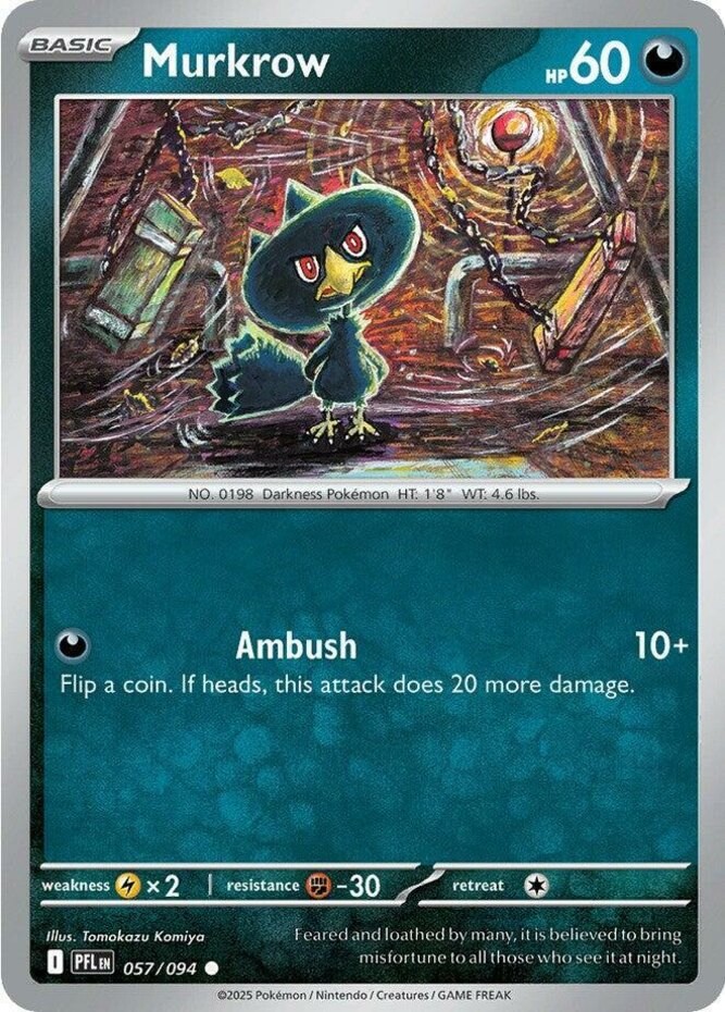Pokemon Murkrow - 057/094 - Common - Reverse Holo NM-Mint Phantasmal Flames