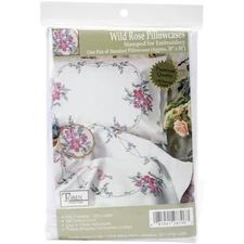 Tobin 230080 Stamped Pillowcase Pair For Embroidery 20"X30"-Wild Rose