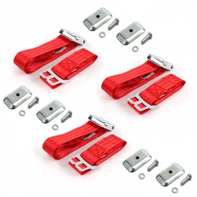 Ford Falcon 1966 - 1970 Airplane 2pt Red Lap Bench Blt Kit w/BKTS 3 Belts