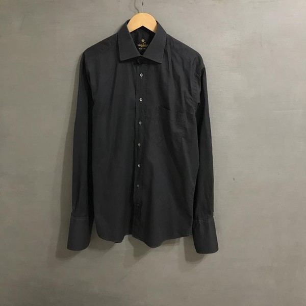 Men Van Laack Shirt Grey Cotton 42 / XL / 50
