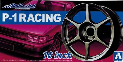 Aoshima # 12 Buddy Club Wheels 52518 - P-1 Racing - 16 Zoll Felgen & Reifen 1:24