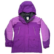 Lands End Squall Jacket Purple Size 14 Hooded Waterproof Fleece Lined Coat
