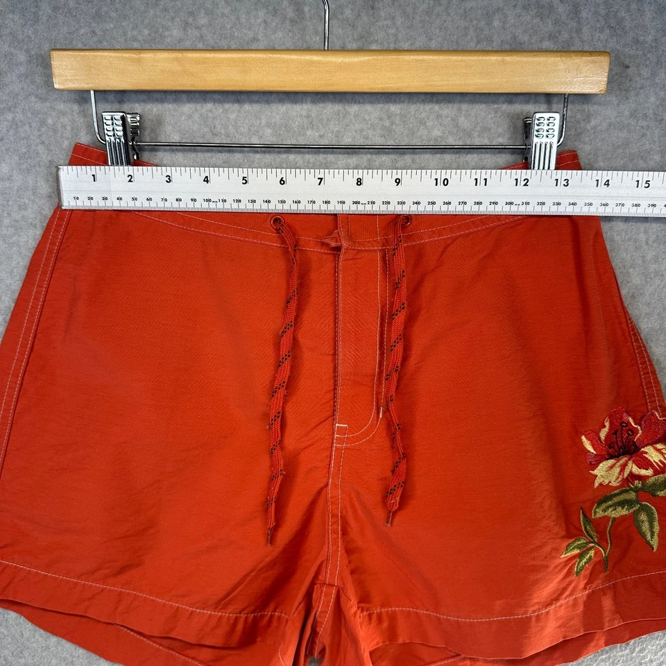 GAP Mujer Board Shorts Traje de Baño Rojo Pequeño Algodón Nylon Floral Bordado Foto 3 de 4