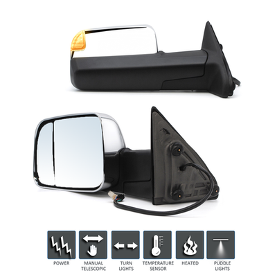#ad Pair Tow Mirrors Power fit 2015 2016 2017 Dodge Ram 1500 2500 LHRH Side Chrome $155.32
