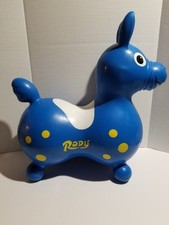 VTG 1984 Ledraplastic Rody Bounce Horse Blue W/ Yellow Spots Inflatable RARE