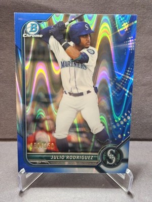 2022 Bowman Julio Rodriguez Chrome Prospects Blue RayWave Refractor RC #/150