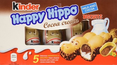 Kinder Happy Hippo Cocoa Cream Biscuits, of 5 Bars, 20.7g Each, Made in Germany