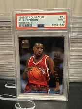 Topps 1996-97 Stadium Club Rookies 1 Allen Iverson RC 76ers #R1 PSA 9