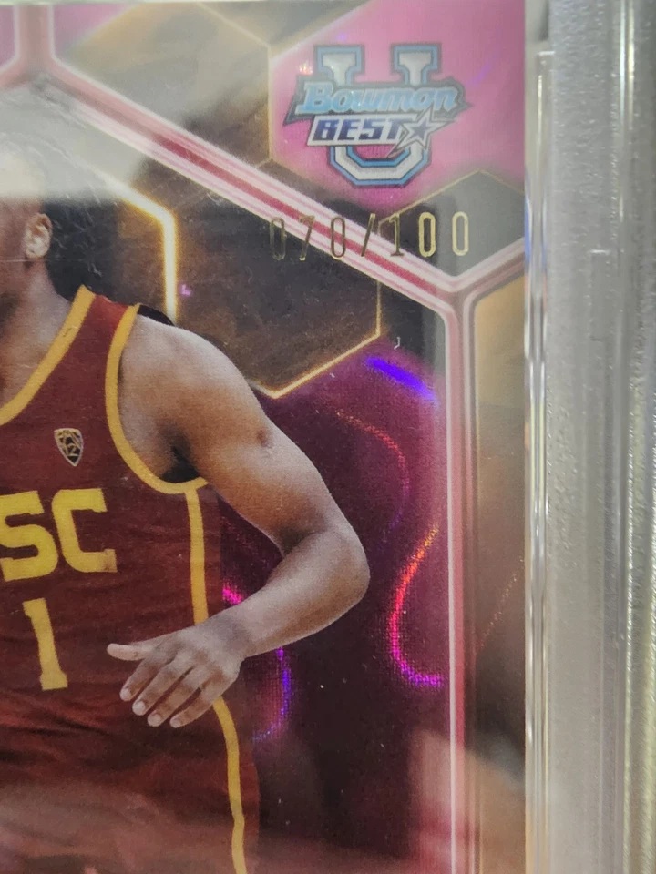 2023-24 Bowman University Best  Isaiah Collier #93 Pink Lava Refractor /100 (RC) - Image 2 of 3