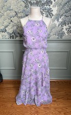 Beautiful Lush Lavender And Green Floral Boho Spring/Summer Dress Size S