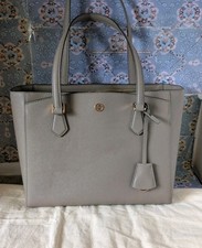 Tory Burch Robinson Small Tote Bag In French Gray