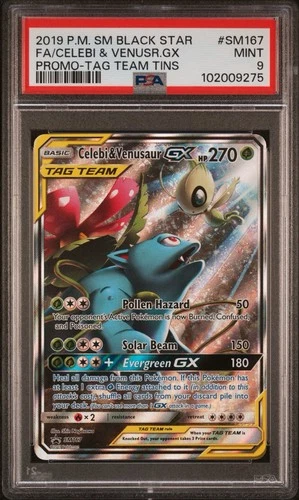 PSA 9 CELEBI VENUSAUR GX SM167 | Tag Team Promo Full Art Graded Pokemon Card KB