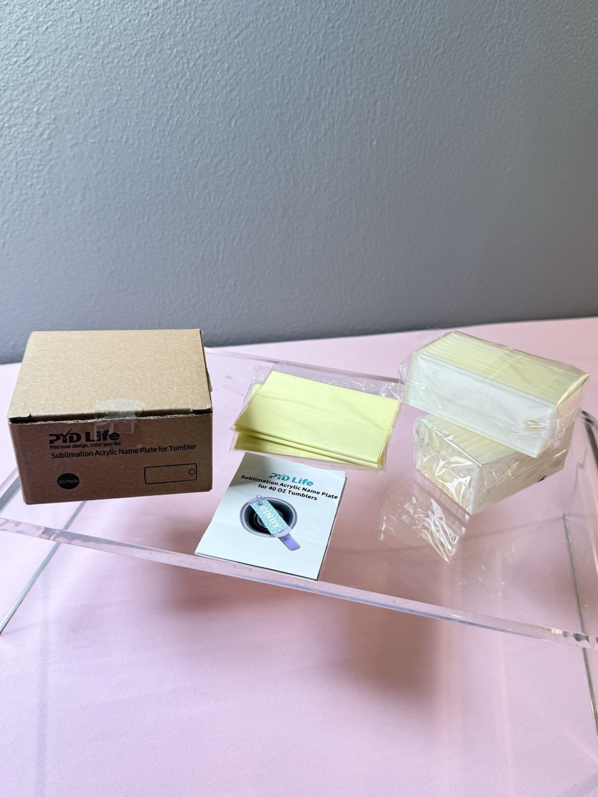 PYD Life 20 PCS Sublimation Acrylic Name Plates Blanks 3" x 1.25" for Stanley