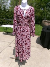 NWOT ANN TAYLOR BURGENDY&IVORY METALIC MIDI DRESS S