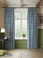 Morris & Co. Bower Lined Pencil Pleat Curtains 167cm x 274cm - Indigo/Pearwood