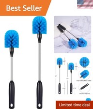 Stainless Steel Bottle Brush Set with Replaceable Heads - 13-15 Inch Versatility