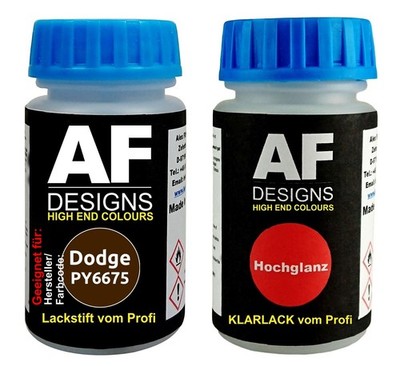 Lackstift für Dodge PY6675 Sheriff Tan Metallic + Klarlack je 50ml Autolack Basi